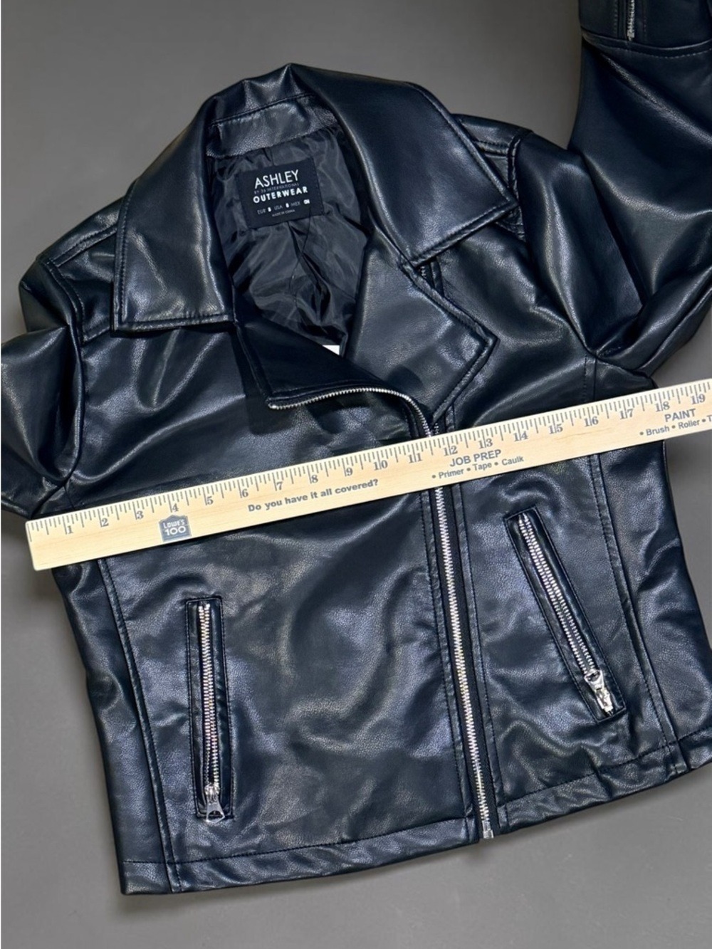 Ashley International Black Faux Leather Moto Jacket Small - Picture 10 of 12